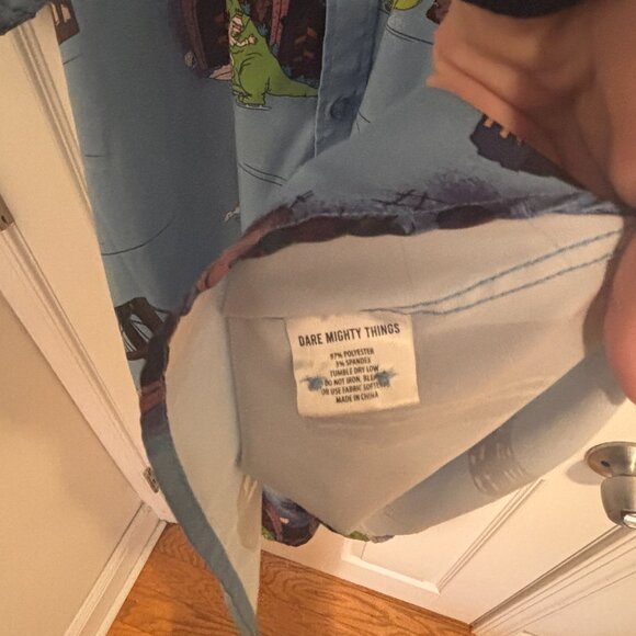 RSVLTS Kunuflex Button Up Shirt Mens Size XL Reptar Rugrats Nickelodeon Blue - Picture 5 of 5